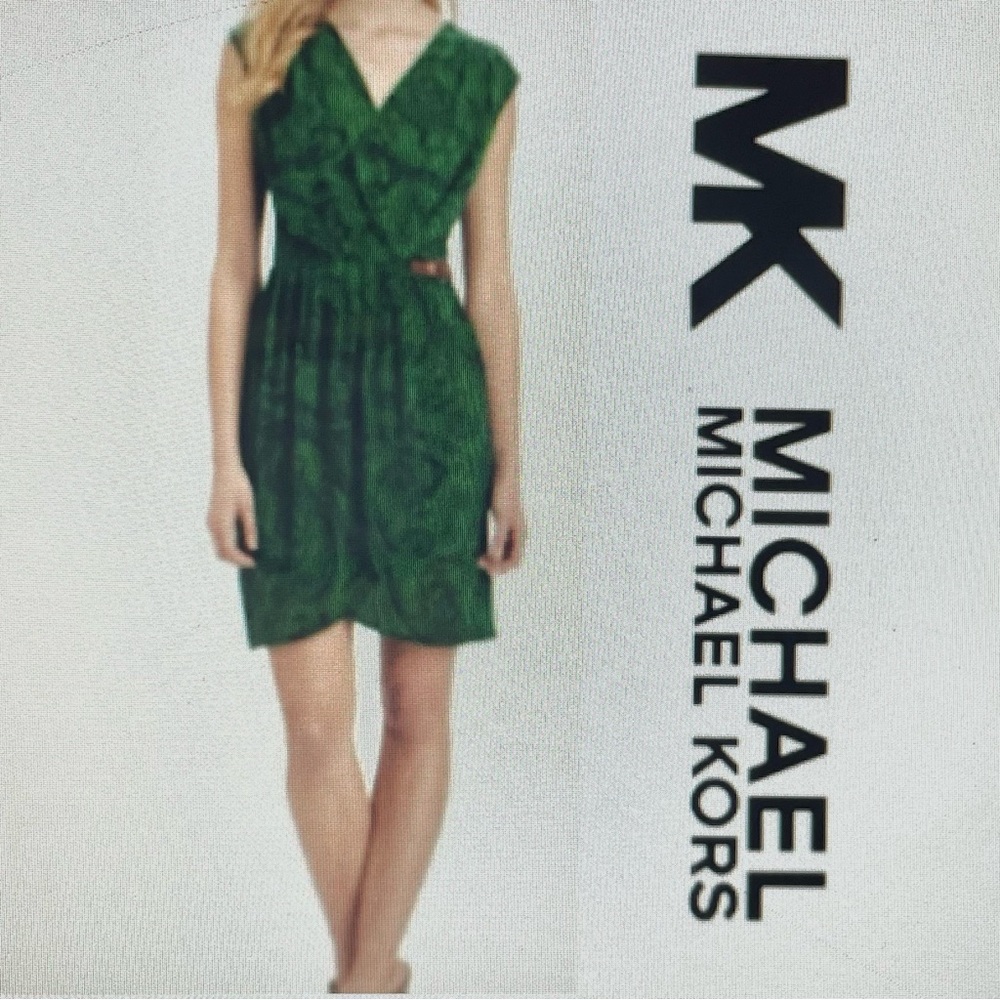 MICHAEL Michael Kors Green Black Paisley Surplice Dress Women’s Size S